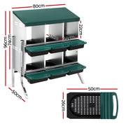 i.Pet Chicken Nesting Box Roll Away Metal Nesting Box Wall Mounted 6 Holes Green PET-CHICK-BOX-6H-EL-GN