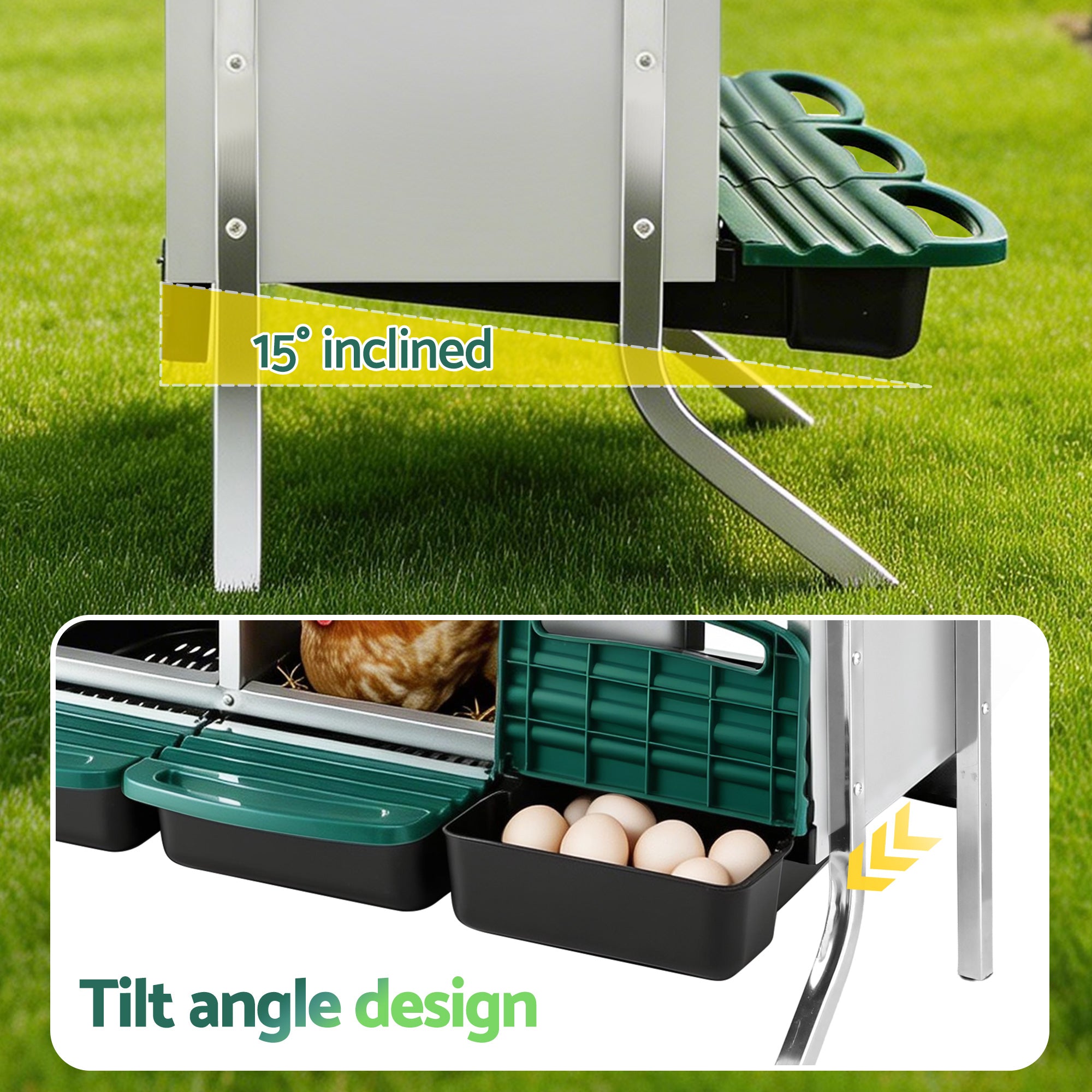 i.Pet Chicken Nesting Box Roll Away Metal Nesting Box Wall Mounted 6 Holes Green PET-CHICK-BOX-6H-EL-GN