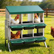 i.Pet Chicken Nesting Box Roll Away Metal Nesting Box Wall Mounted 6 Holes Green PET-CHICK-BOX-6H-EL-GN
