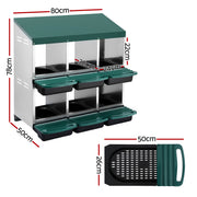 i.Pet Chicken Nesting Box Roll Away Metal Nesting Box Wall Mounted 6 Holes Green PET-CHICK-BOX-6H-GN
