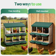 i.Pet Chicken Nesting Box Roll Away Metal Nesting Box Wall Mounted 6 Holes Green PET-CHICK-BOX-6H-GN