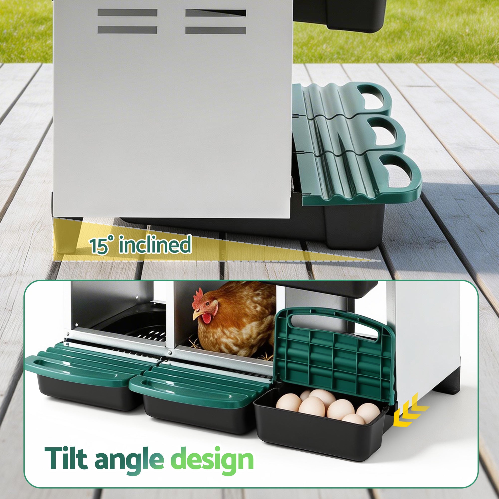i.Pet Chicken Nesting Box Roll Away Metal Nesting Box Wall Mounted 6 Holes Green PET-CHICK-BOX-6H-GN