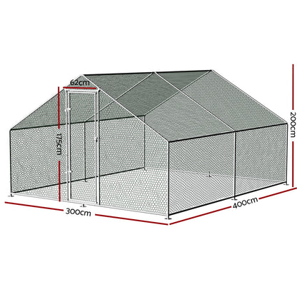 i.Pet Chicken Coop Cage 3x4x2m Galvanised Steel PET-CHICK-CAGE-B-3X4