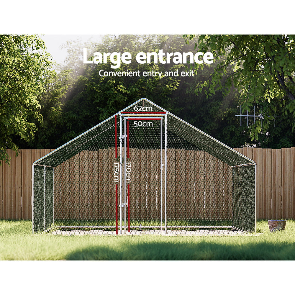 i.Pet Chicken Coop Cage 3x4x2m Galvanised Steel PET-CHICK-CAGE-B-3X4