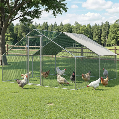 i.Pet Chicken Coop Cage 3x4x2m Galvanised Steel PET-CHICK-CAGE-B-3X4