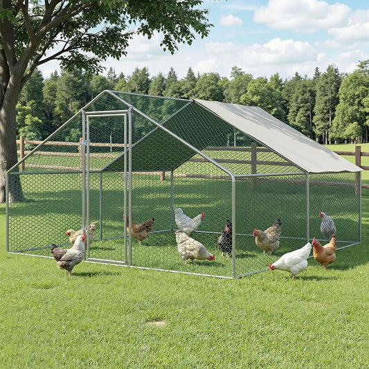 i.Pet Chicken Coop Cage 3x4x2m Galvanised Steel PET-CHICK-CAGE-B-3X4