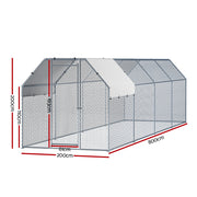 i.Pet Chicken Coop Cage Run Rabbit Hutch Large Walk In Hen House Cover 2mx8mx2m PET-CHICK-CAGE-TRA-2X8-AB