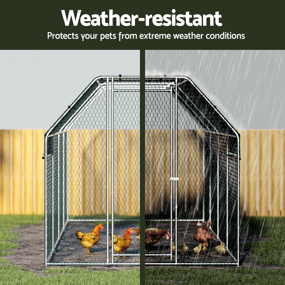 i.Pet Chicken Coop Cage Run Rabbit Hutch Large Walk In Hen House Cover 2mx8mx2m PET-CHICK-CAGE-TRA-2X8-AB
