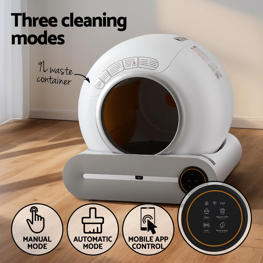 i.Pet Automatic Cat Litter Box Self-Cleaning Large Smart Cat Litter Box Toilet App Control 9L PET-CLB-9L-APP-WH