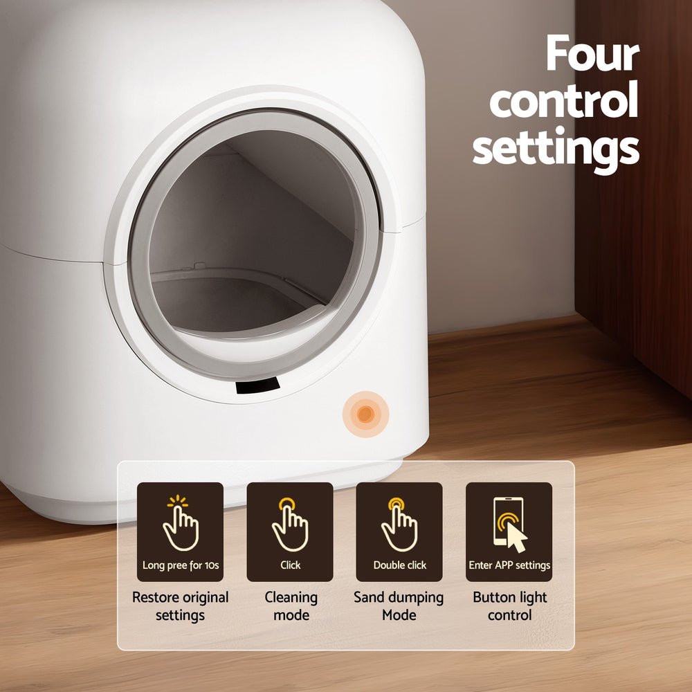 i.Pet Automatic Cat Litter Box Smart Self-Cleaning Large Cat Litter Box Kitty Toilet App Control PET-CLB-APP-WH