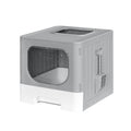 i.Pet Cat Litter Box Large Tray Kitty Toilet Enclosed Hooded Foldable Cat Litter Box Scoop Grey