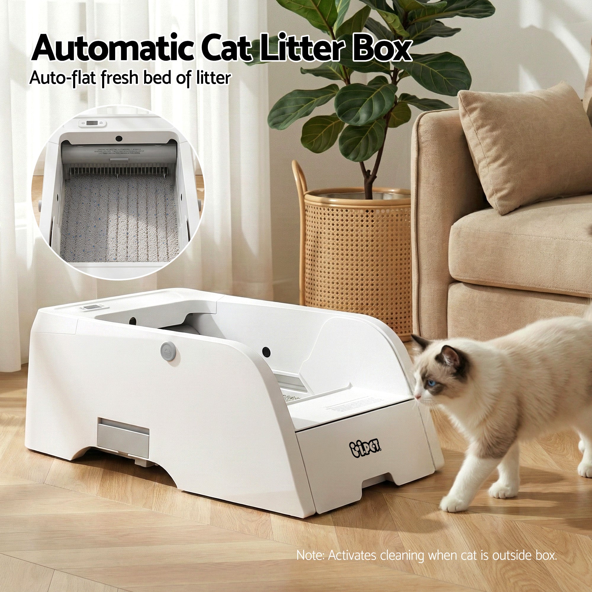 i.pet Automatic Cat Litter Box Self Cleaning Smart Pet Toilet App Control 5L White PET-CLB-NC-APP-WH