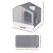 i.Pet Cat Litter Box Large Tray Kitty Toilet Enclosed Cat Litter Box Hooded Scoop Mat Grey PET-CLB-ROOF-GR