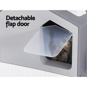 i.Pet Cat Litter Box Large Tray Kitty Toilet Enclosed Cat Litter Box Hooded Scoop Mat Grey PET-CLB-ROOF-GR