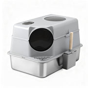 i.Pet Cat Litter Box Large Stainless Steel High Sided Pet Toilet Odour Control PET-CLB-STL-CV-LTGR