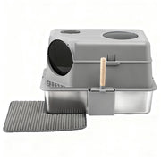 i.Pet Cat Litter Box Large Stainless Steel High Sided Pet Toilet Odour Control PET-CLB-STL-CV-LTGR