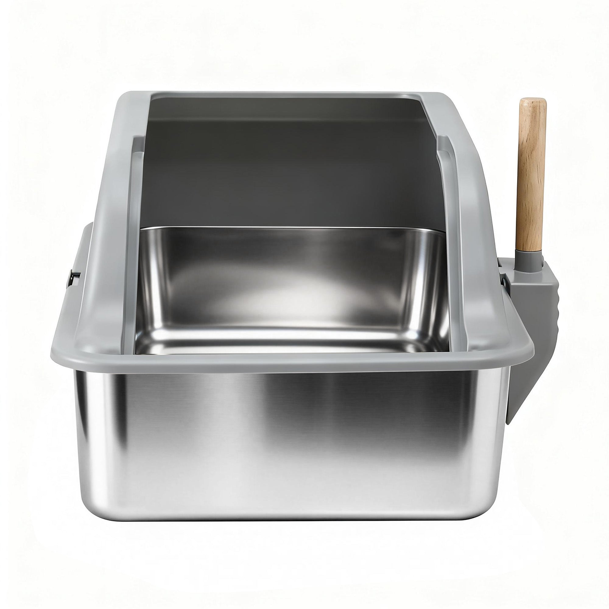 i.Pet Cat Litter Box Stainless Steel Large Semi-Enclosed Pet Kitty Toilet Grey PET-CLB-STL-LTGR