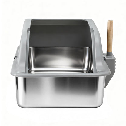 i.Pet Cat Litter Box Stainless Steel Large Semi-Enclosed Pet Kitty Toilet Grey PET-CLB-STL-LTGR