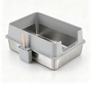 i.Pet XXL Cat Litter Box Stainless Steel Jumbo Semi-Enclosed Pet Kitty Toilet Grey