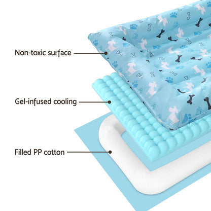 i.Pet Pet Cooling Mat Gel Dog Cat Self-cool Puppy Pad Large Bed Summer Blue PET-COOL-SIDE-100-BL