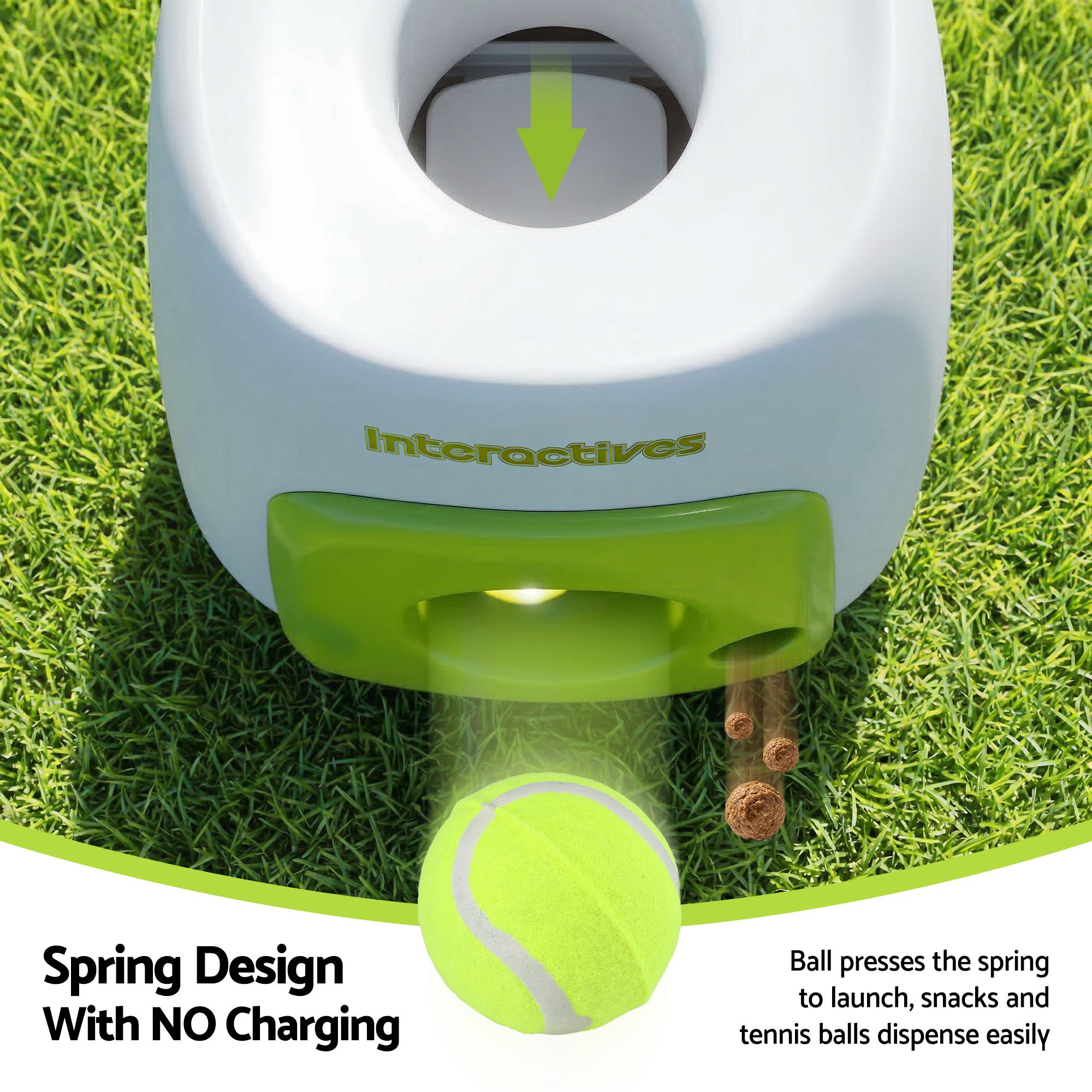 i.Pet 2-in-1 Dog Ball Launcher & Treat Dispenser with 2 Balls Green PET-DOG-2BALL-FEED-GN