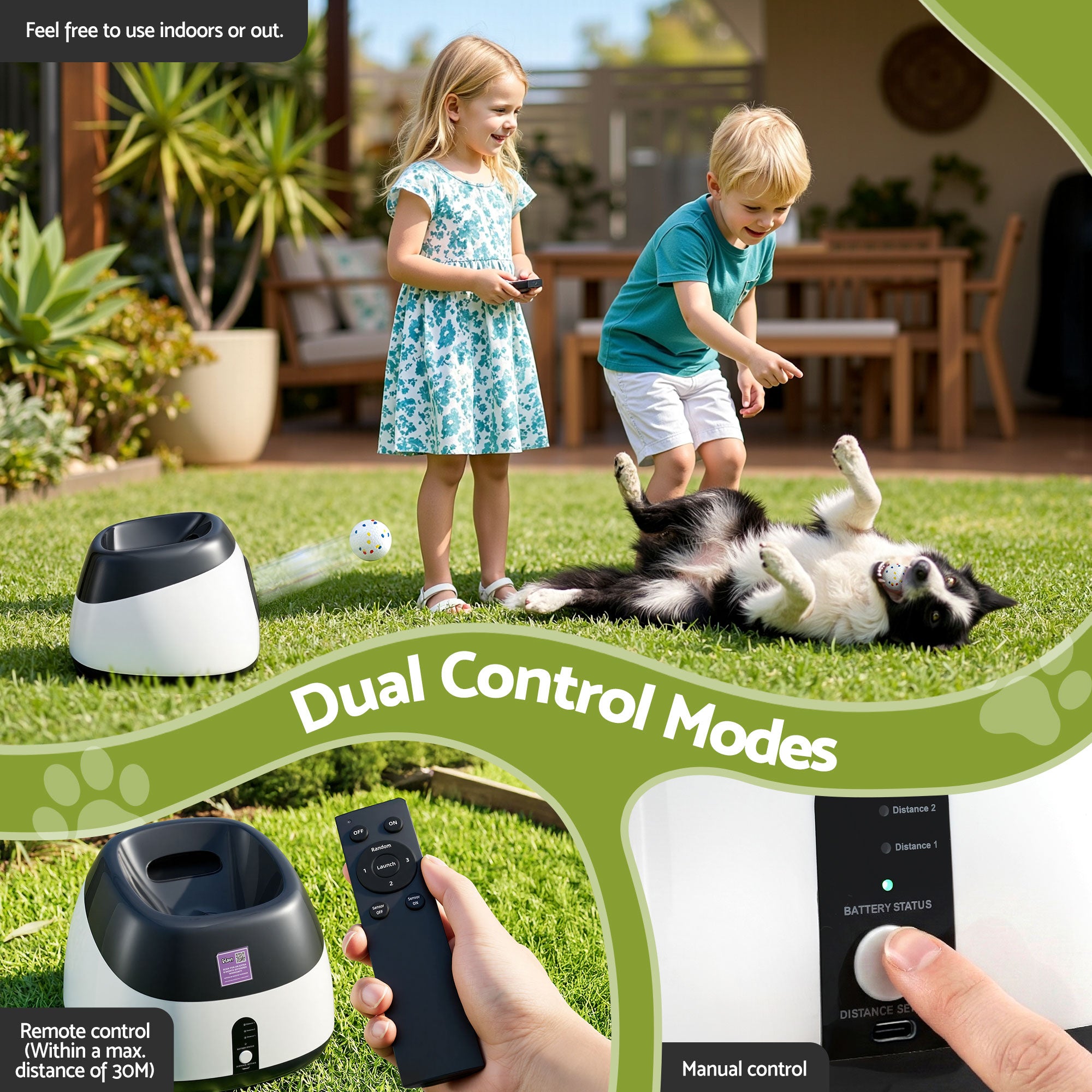 i.Pet Dog Ball Launcher Thrower with 6 ETPU Balls & 14/18/22m Launch Distance Black PET-DOG-6BALL-22M-GR