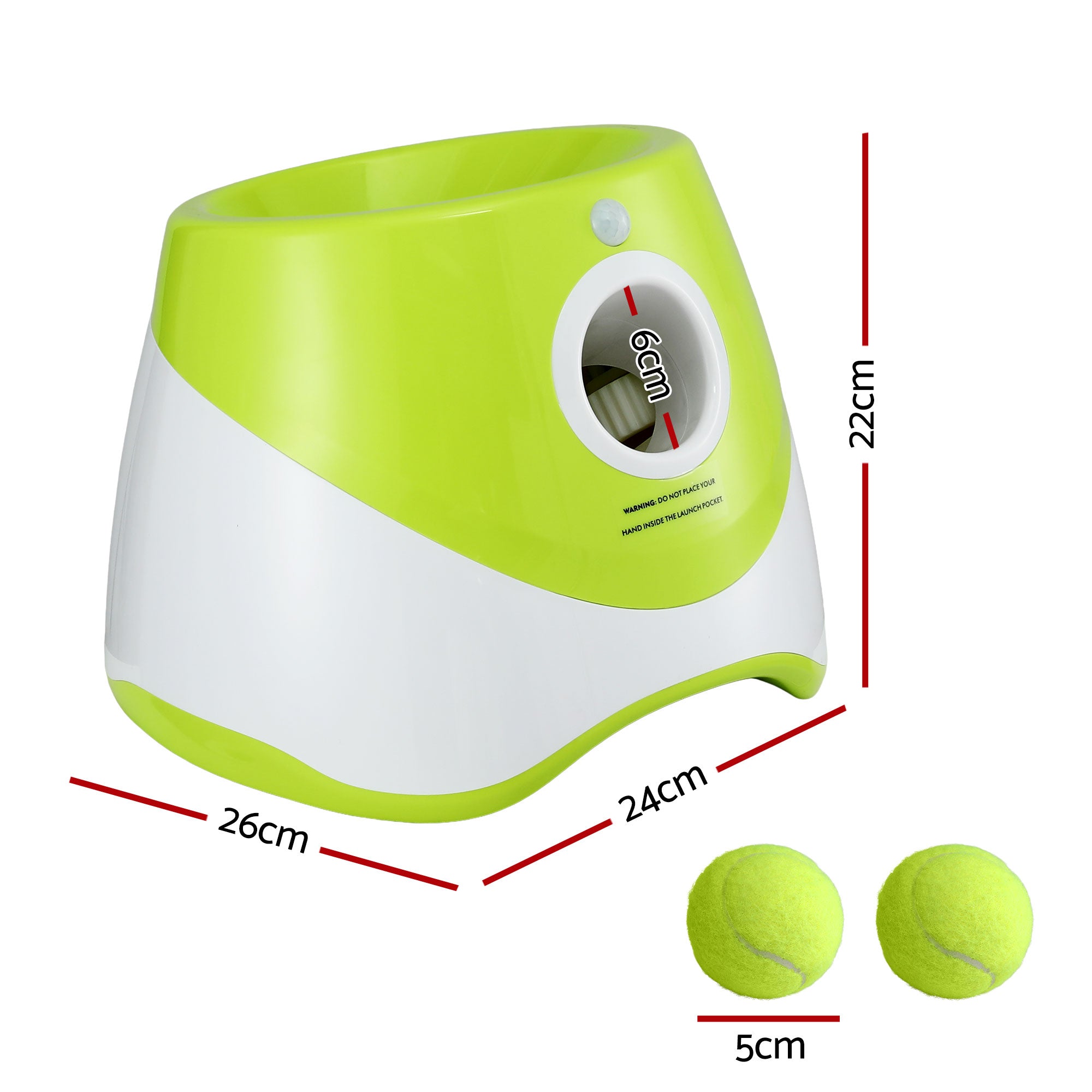 i.Pet Dog Ball Launcher Thrower with 6 Balls & 3/6/9m Launch Distances Green PET-DOG-6BALL-9M-GN