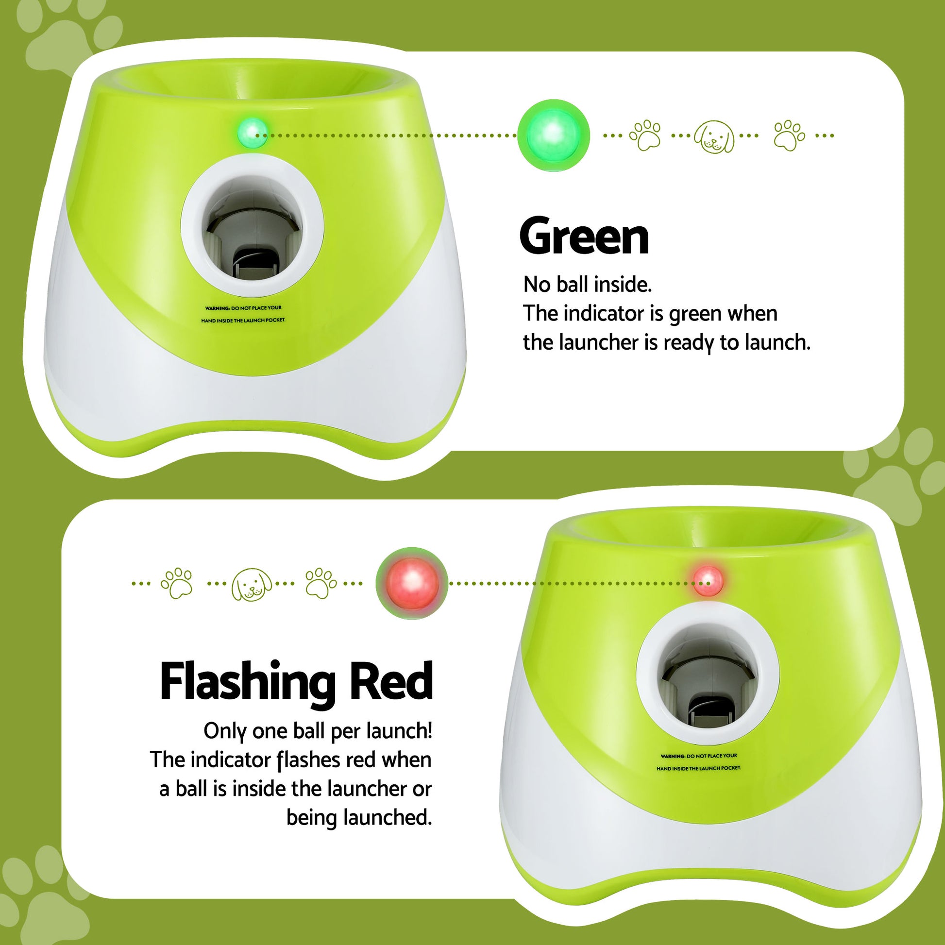 i.Pet Dog Ball Launcher Thrower with 6 Balls & 3/6/9m Launch Distances Green PET-DOG-6BALL-9M-GN
