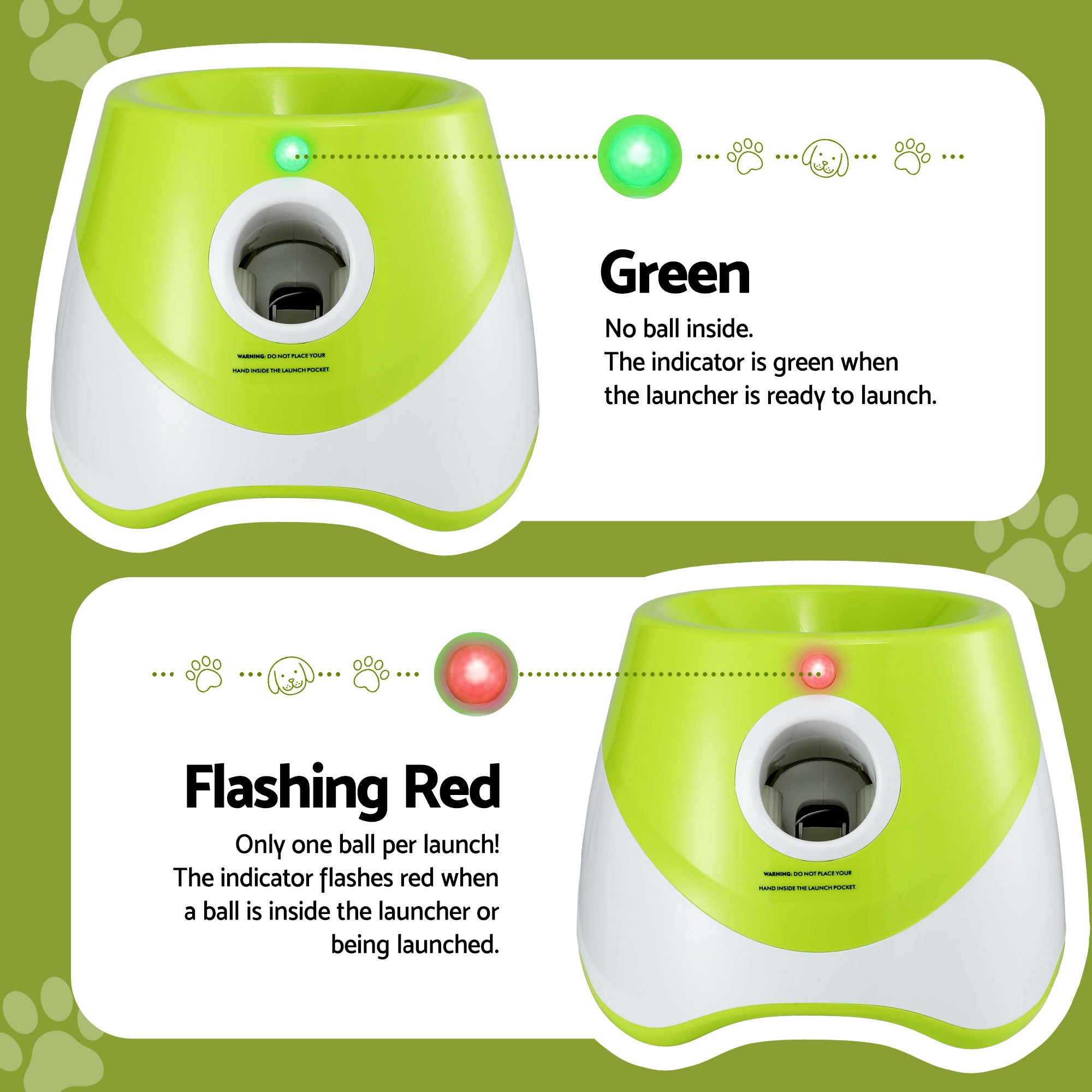 i.Pet Dog Ball Launcher Thrower with 6 Balls & 3/6/9m Launch Distances Green PET-DOG-6BALL-9M-GN