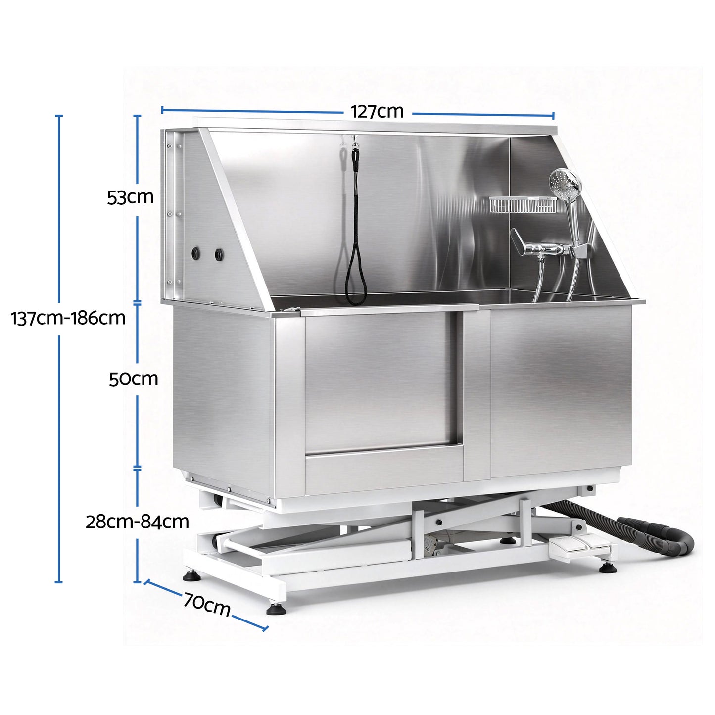 i.Pet Electric Pet Bath Tub Dog Grooming Stainless Steel Wash Station 127cm PET-DOG-BATH127-EL