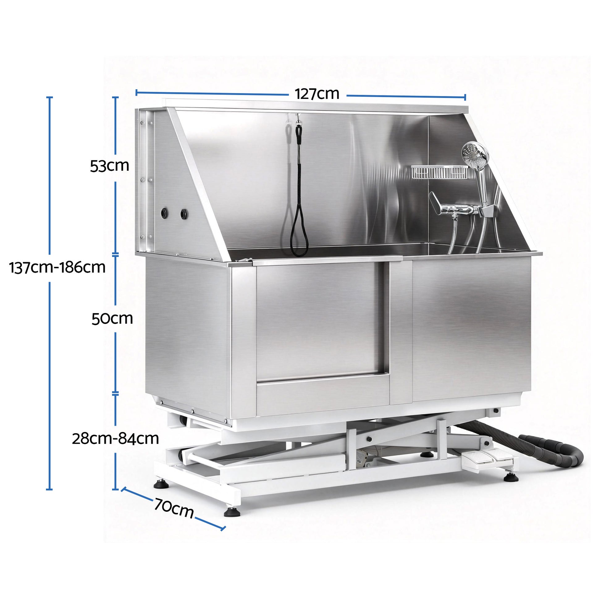 i.Pet Electric Pet Bath Tub Dog Grooming Stainless Steel Wash Station 127cm PET-DOG-BATH127-EL