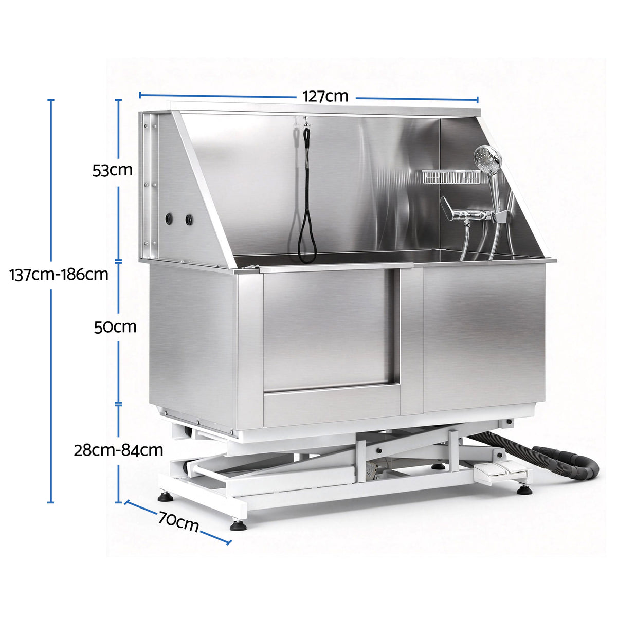 i.Pet Electric Pet Bath Tub Dog Grooming Stainless Steel Wash Station 127cm PET-DOG-BATH127-EL