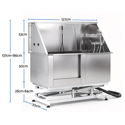 i.Pet Electric Pet Bath Tub Dog Grooming Stainless Steel Wash Station 127cm PET-DOG-BATH127-EL