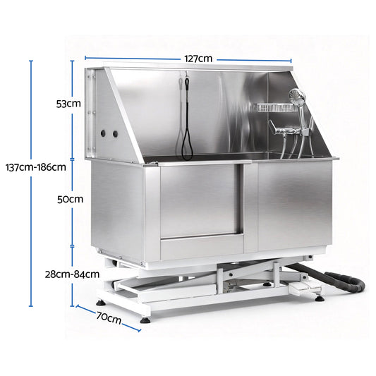 i.Pet Electric Pet Bath Tub Dog Grooming Stainless Steel Wash Station 127cm PET-DOG-BATH127-EL
