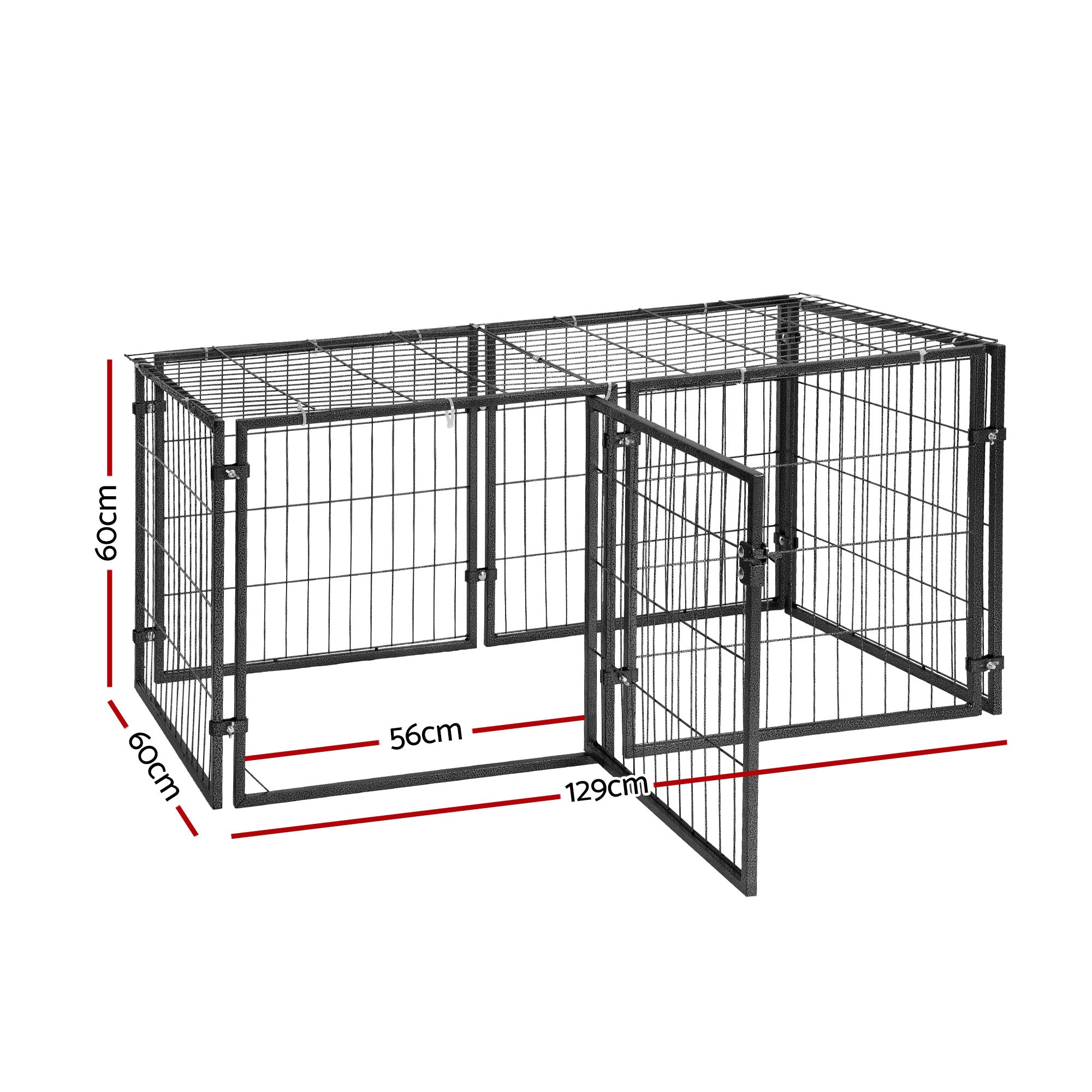 i.Pet Large Dog Crate Cage Playpen 129cm Puppy Pen Pet Enclosure Black PET-DOG-CAGE-120