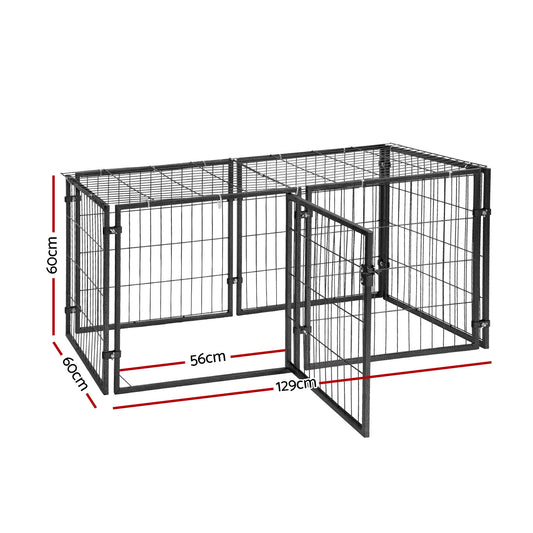 i.Pet Large Dog Crate Cage Playpen 129cm Puppy Pen Pet Enclosure Black PET-DOG-CAGE-120