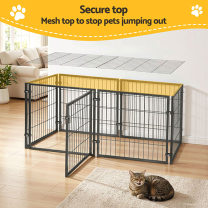 i.Pet Large Dog Crate Cage Playpen 129cm Puppy Pen Pet Enclosure Black PET-DOG-CAGE-120