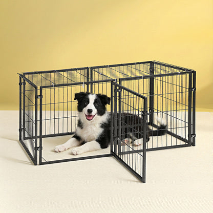 i.Pet Large Dog Crate Cage Playpen 129cm Puppy Pen Pet Enclosure Black PET-DOG-CAGE-120