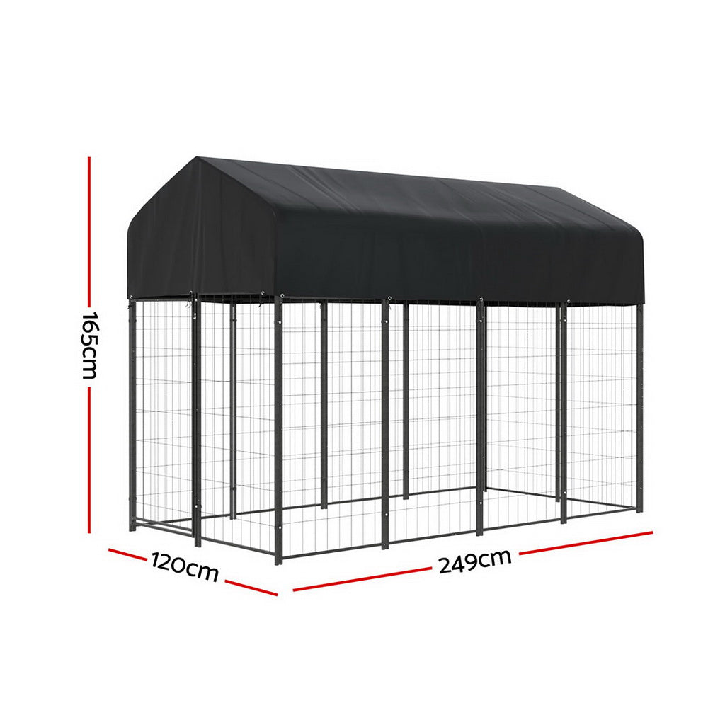 i.Pet Dog Kennel Extra Large House Outdoor Playpen Pet Puppy Metal Backyard PET-DOG-CAGE-250-AB