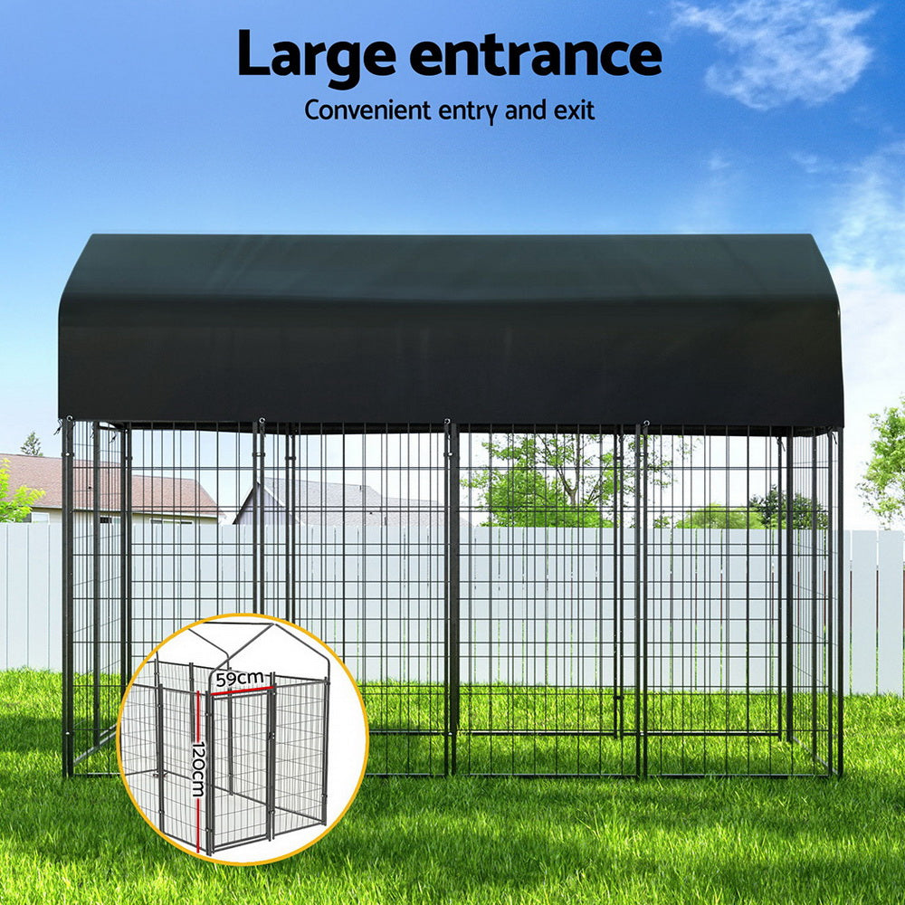 i.Pet Dog Kennel Extra Large House Outdoor Playpen Pet Puppy Metal Backyard PET-DOG-CAGE-250-AB