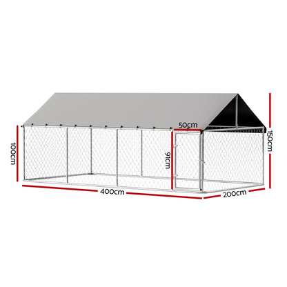 i.Pet Dog Kennel Large House XL Pet Run Cage Puppy Outdoor Enclosure 2Mx4M PET-DOG-CAGE-2X4-AB