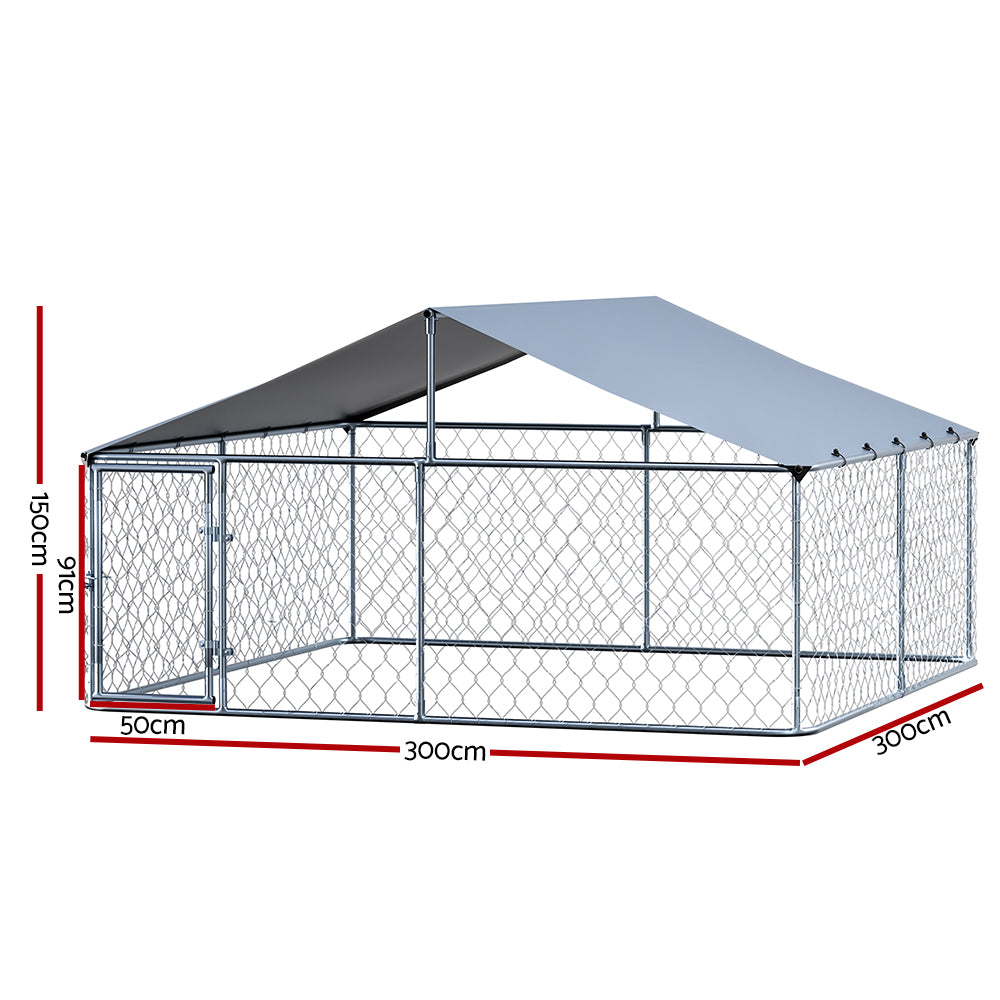i.Pet Dog Kennel Large House XXL Pet Run Cage Puppy Outdoor Enclosure With Roof PET-DOG-CAGE-3X3-AB