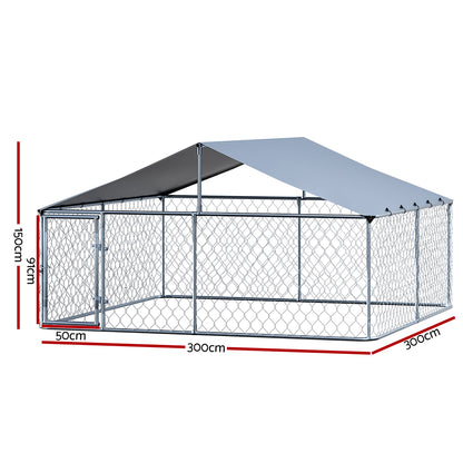 i.Pet Dog Kennel Large House XXL Pet Run Cage Puppy Outdoor Enclosure With Roof PET-DOG-CAGE-3X3-AB