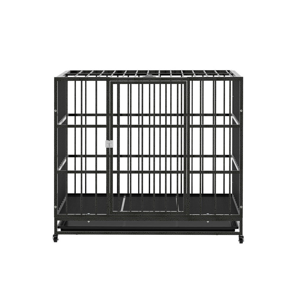 i.Pet Dog Cage Crate Large Puppy Cat Anti-Bite Pet Kennel Wheels w/Tray Metal PET-DOG-CAGE-95