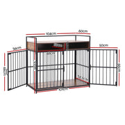 i.Pet 2-in-1 Wooden Dog Crate 104cm Pet Cage Furniture End Table Storage Black