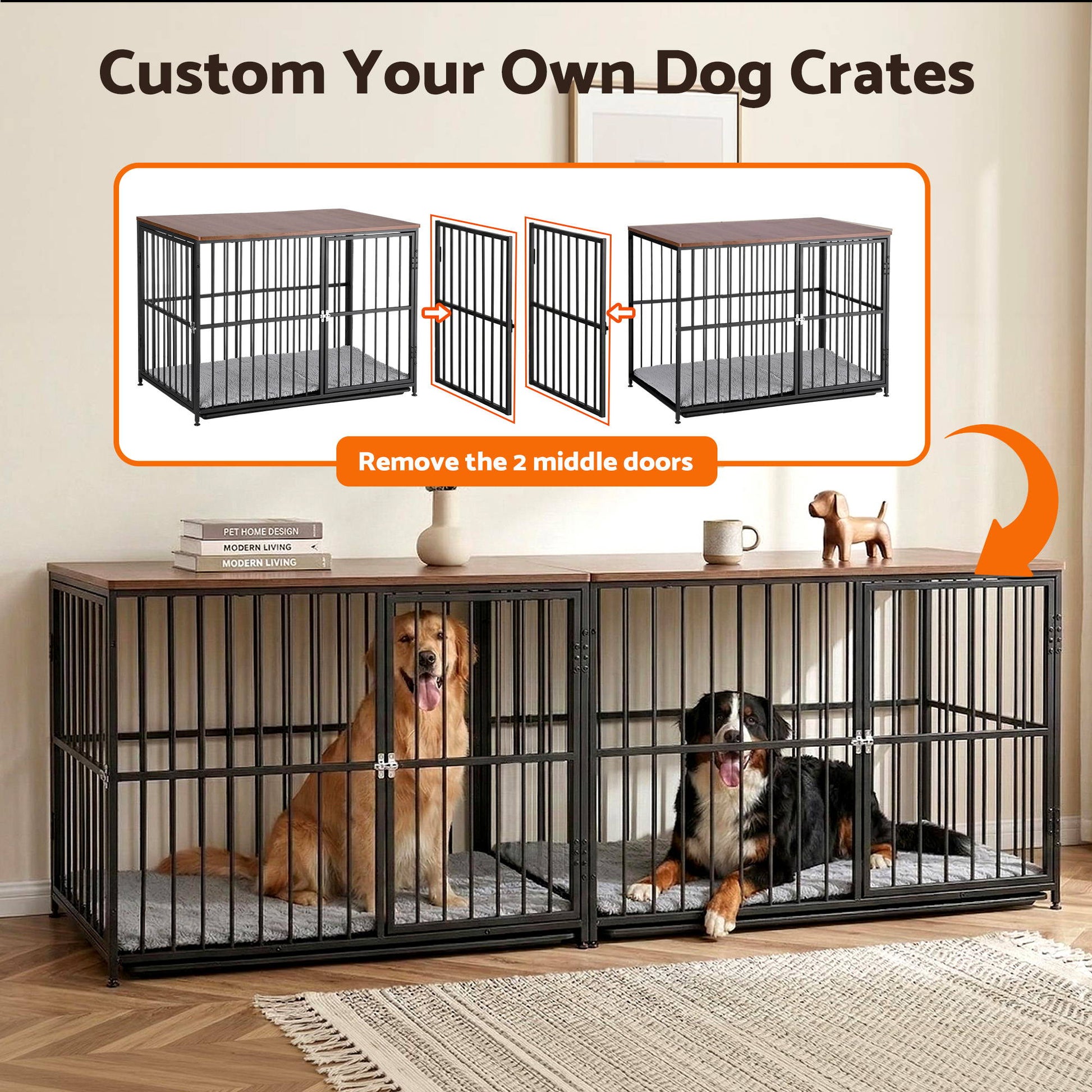 i.Pet Extra Large Dog Crate Furniture 107cm Dog Cage Puppy Pet Wooden Black PET-DOGCAGE-WD-107-BK