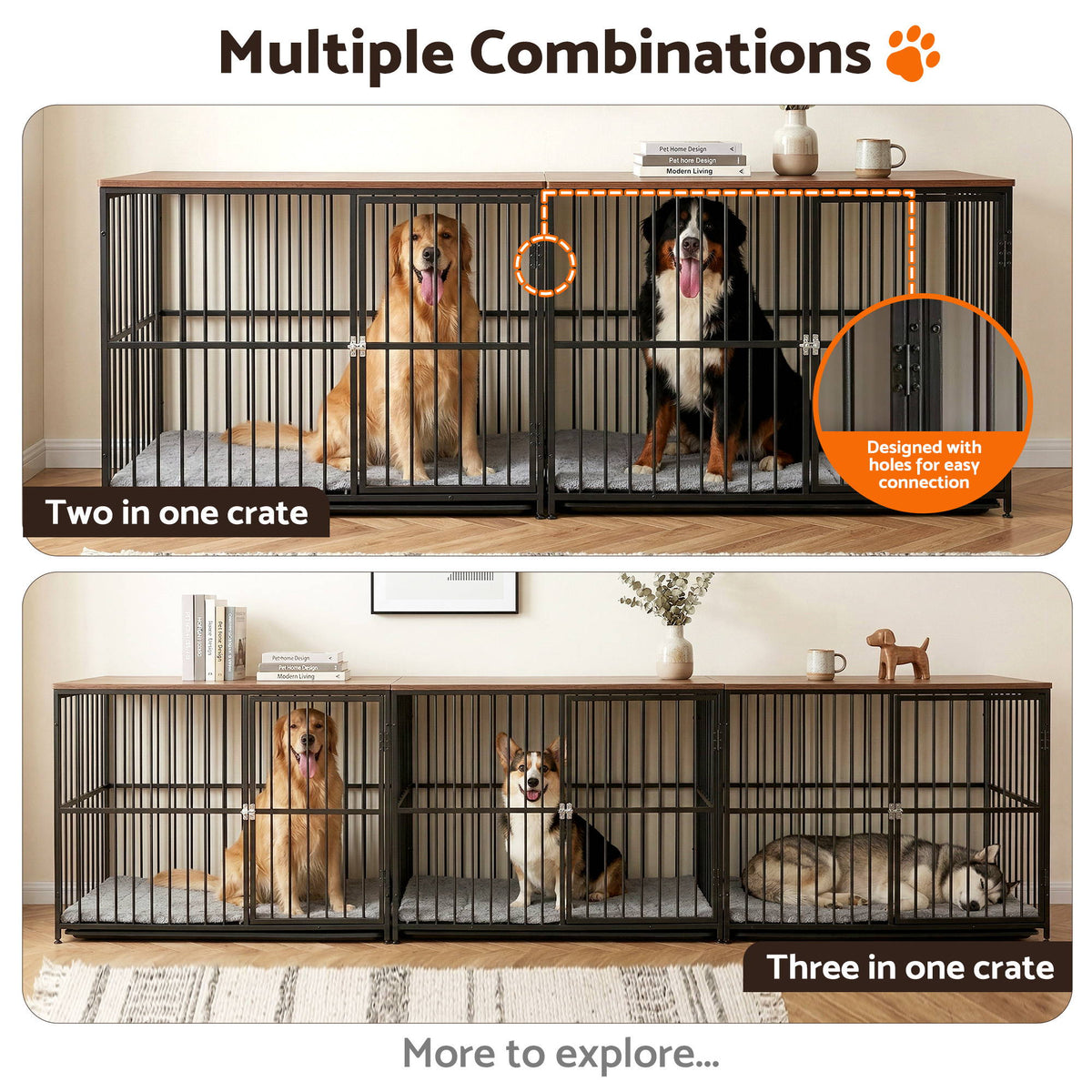 i.Pet Extra Large Dog Crate Furniture 107cm Dog Cage Puppy Pet Wooden Black PET-DOGCAGE-WD-107-BK