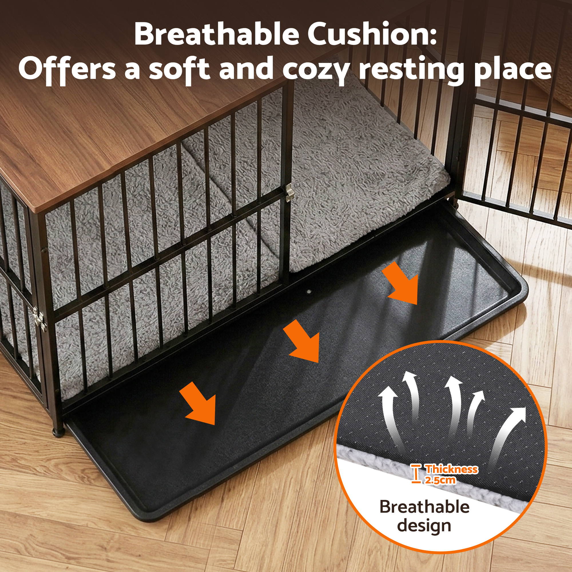 i.Pet Extra Large Dog Crate Furniture 107cm Dog Cage Puppy Pet Wooden Black PET-DOGCAGE-WD-107-BK