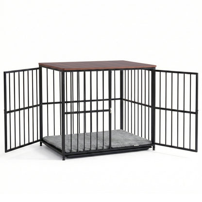 i.Pet Large Dog Crate Furniture 93cm Dog Cage Puppy Pet Wooden Black PET-DOGCAGE-WD-91-BK