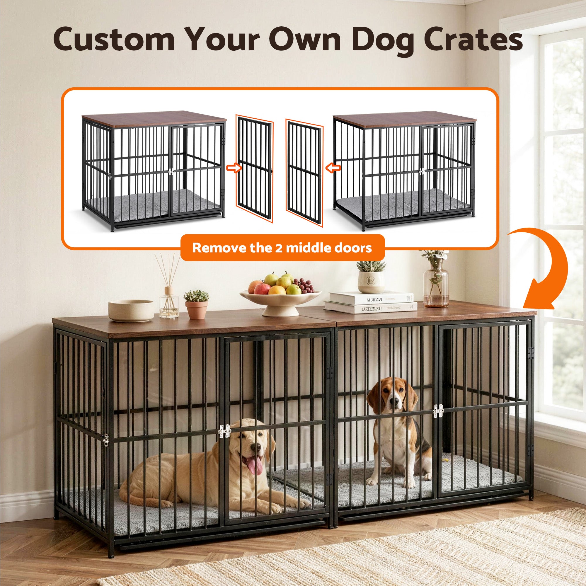 i.Pet Large Dog Crate Furniture 93cm Dog Cage Puppy Pet Wooden Black PET-DOGCAGE-WD-91-BK